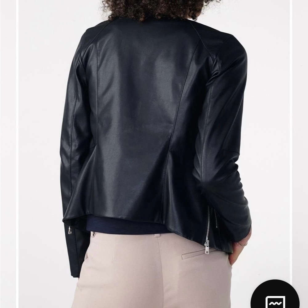 A/X Armani Exchange Black faux leather zipper moto jacket Womens size Xs - Picture 10 of 10